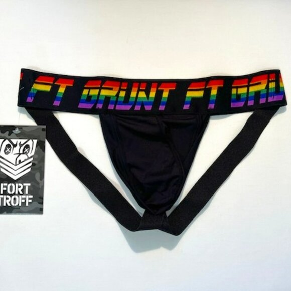 FORT TROFF Size L Grunt PRIDE Athletic Supporter- Black/PRIDE Colors - Jock - Picture 5 of 9